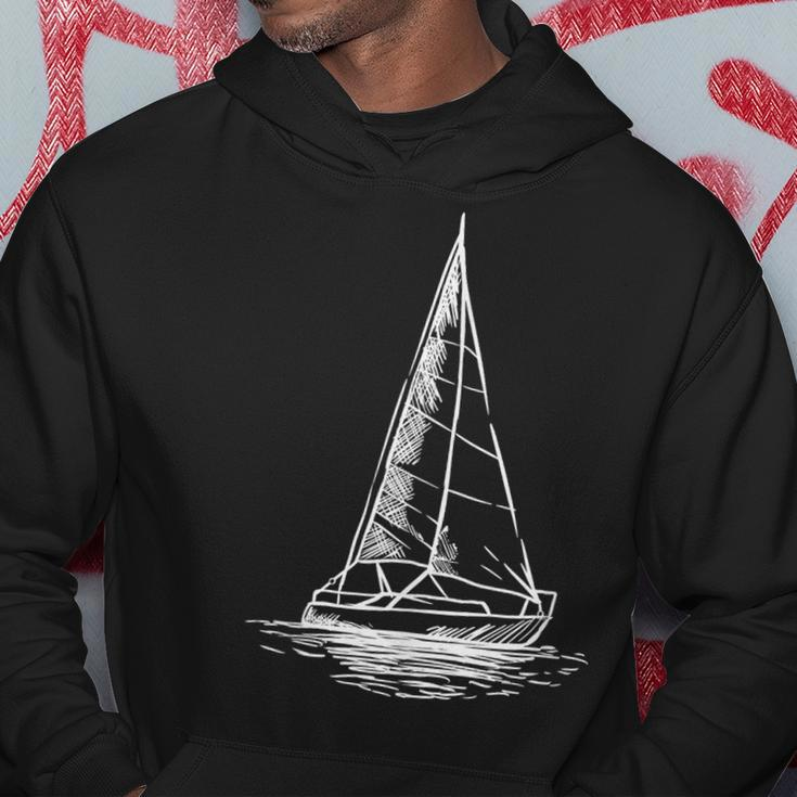 Sailor Boating Anchor Simple Line Drawing Sailboat Sailing Hoodie Unique Gifts