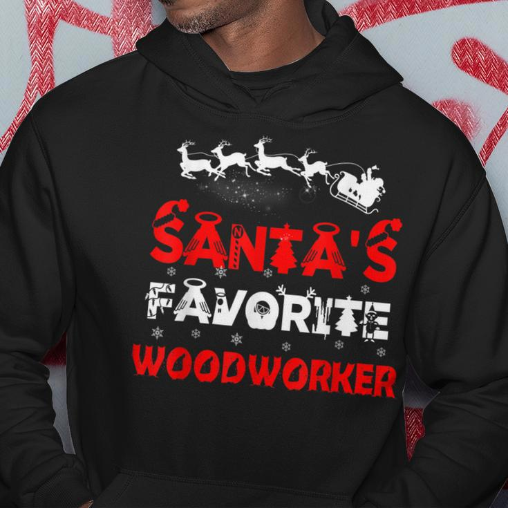 Santas Favorite Woodworker Funny Job Xmas Gifts Hoodie Unique Gifts