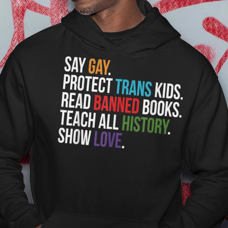 Say Gay Protect Trans Kids Read Banned Books Lgbt Pride Hoodie Unique Gifts