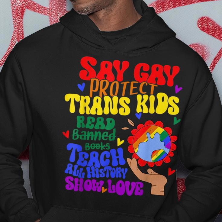 Say Gay Protect Trans Kids Read Banned Books Men Lgbt Pride Hoodie Unique Gifts
