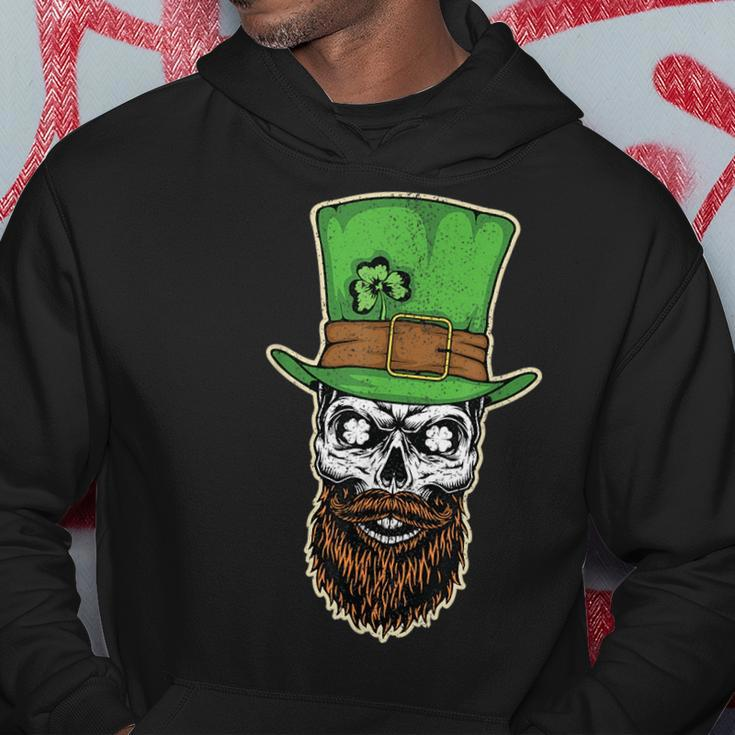 Scary Bearded Leprechaun Skull St Patrick Day Distressed Hoodie Unique Gifts