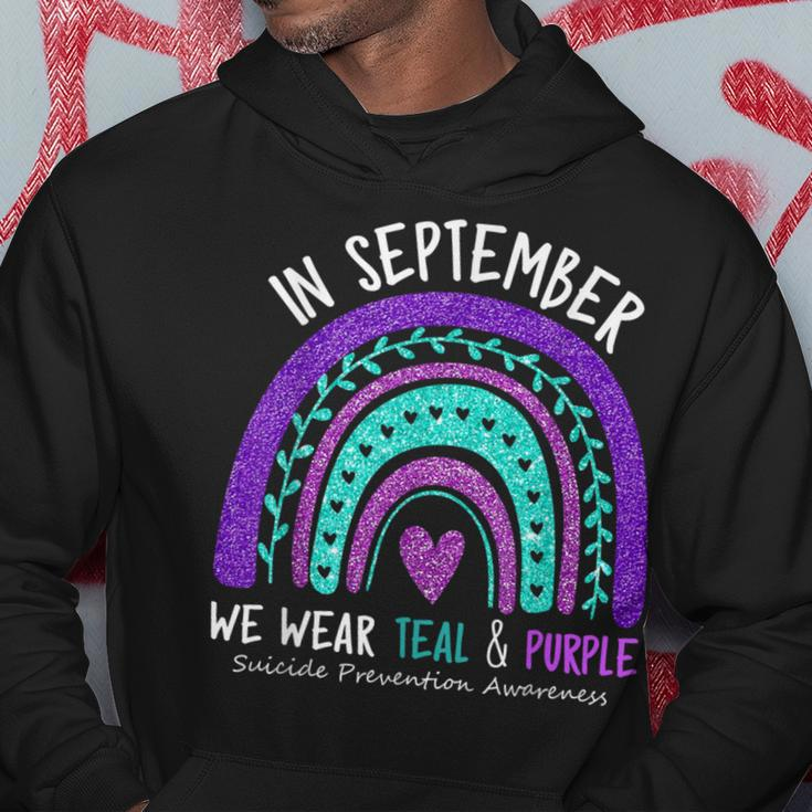 In September We Wear Teal & Purple Suicide Awareness Ribbon Hoodie Funny Gifts