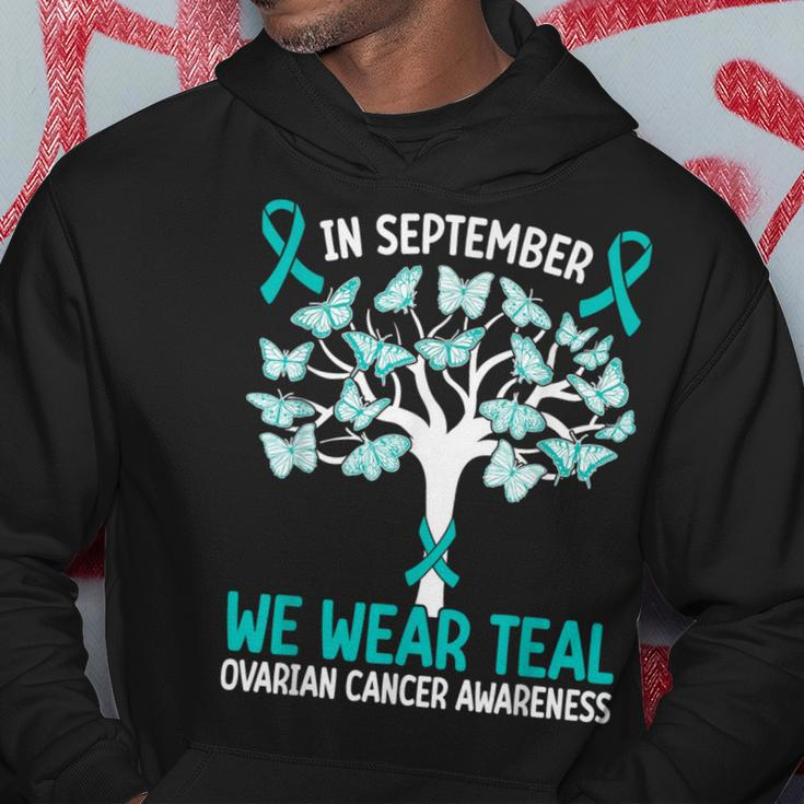 In September We Wear Teal Ovarian Cancer Awareness Hoodie Personalized Gifts