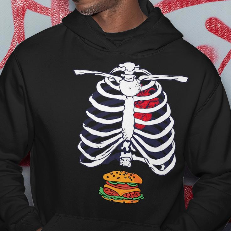 Skeleton Burger Halloween Foodie Scary Food Lover Hamburger Hoodie Unique Gifts
