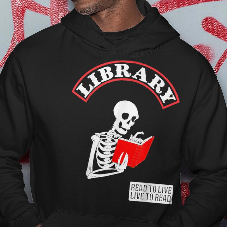 Skeleton Library Read To Live Liveto Read Funny Book Lover Hoodie Unique Gifts