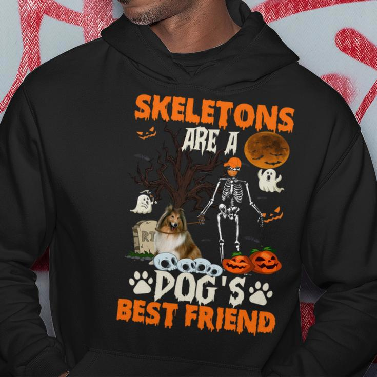 Skeletons Shetland Sheepdog Is Friends Funny Halloween Hoodie Unique Gifts