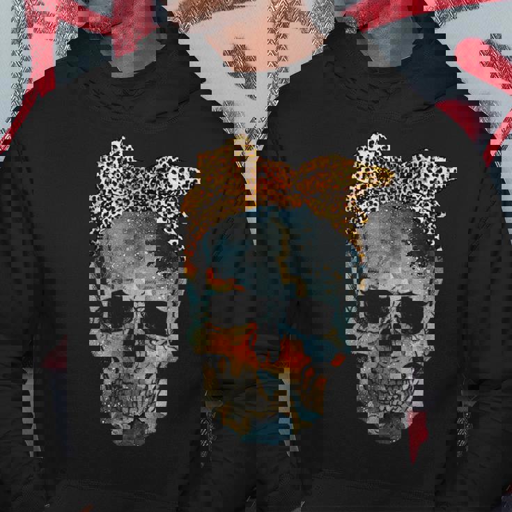 Skull Bow Leopard Vintage Retro Funny Halloween Gifts Halloween Funny Gifts Hoodie Unique Gifts