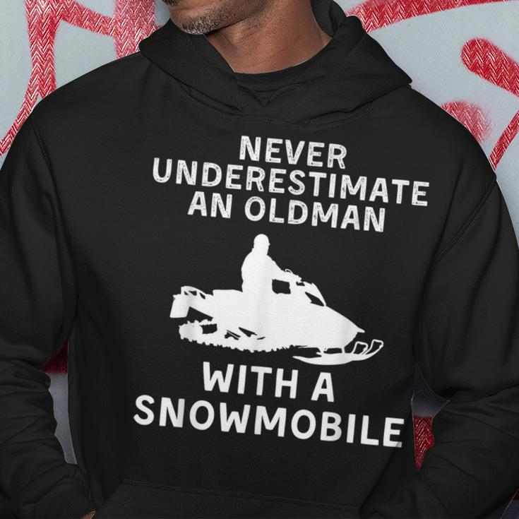 Snowmobile Never Underestimate An Old Man Winter Sports Hoodie Funny Gifts