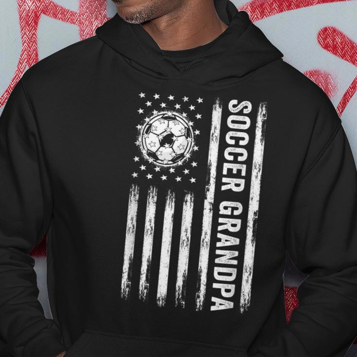 Soccer Grandpa American Flag Proud Grandpa Fathers Day Hoodie Personalized Gifts