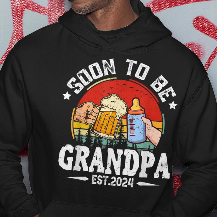Soon To Be Grandpa 2024 Retro Pregnancy Announcement Dad Hoodie Funny Gifts
