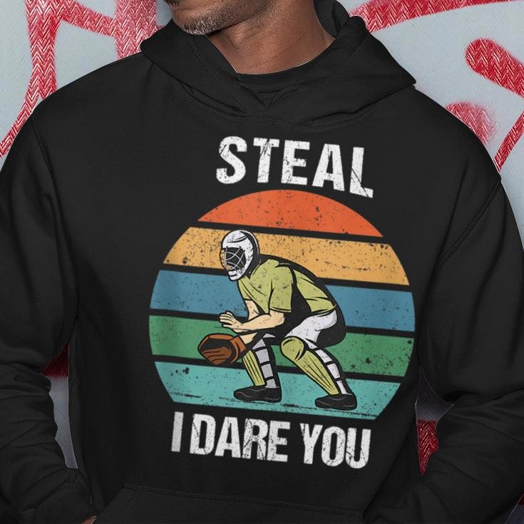 Steal I Dare You Retro Vintage Baseball Funny Quote Gift Hoodie Unique Gifts
