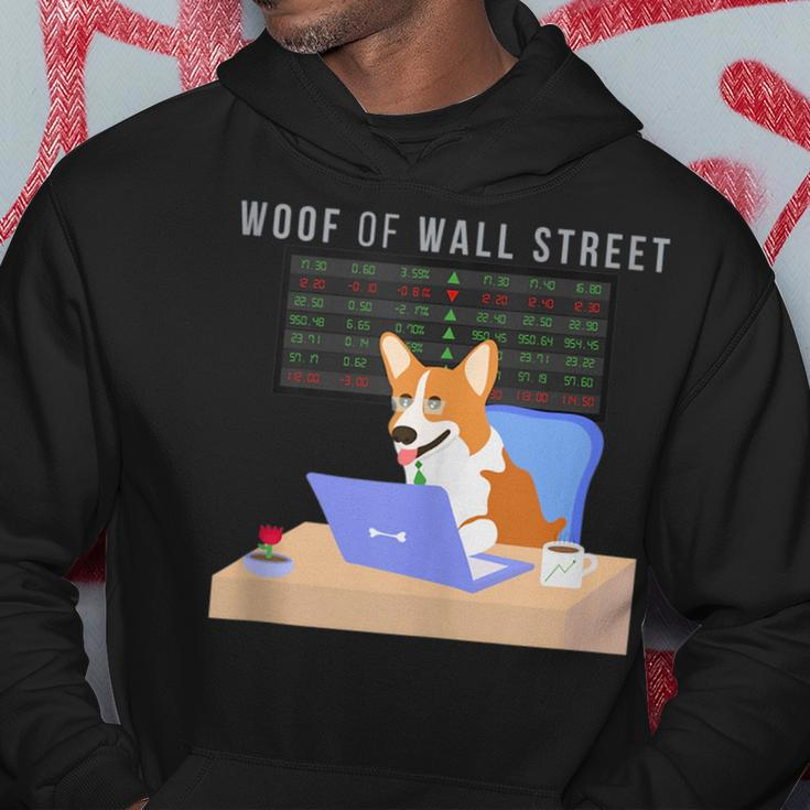Stock Market Investing Meme Cute Corgi Woof Of Wall Street Hoodie Unique Gifts