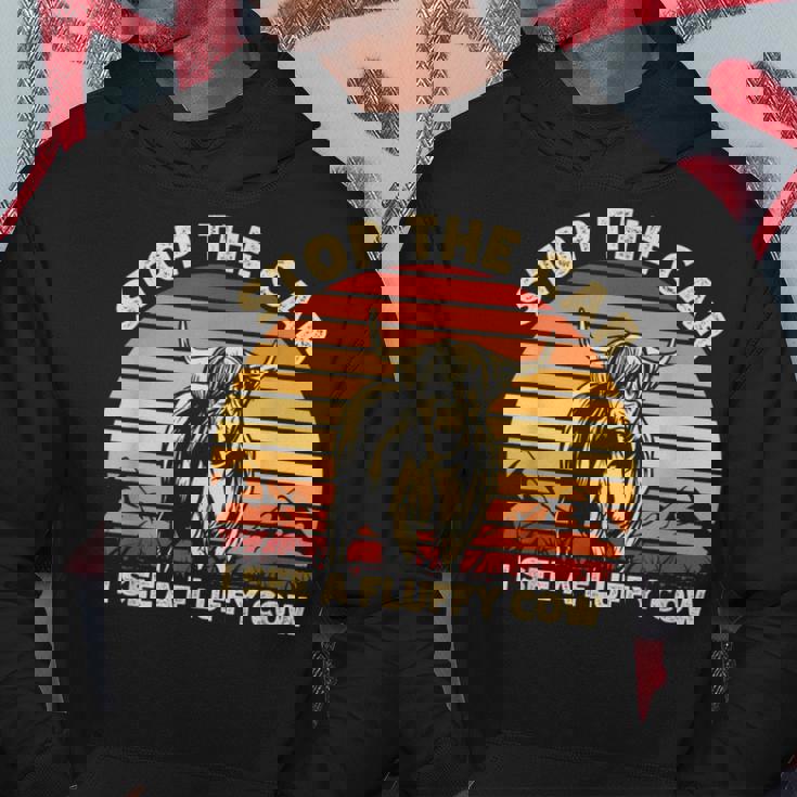Stop The Car I See A Fluffy Cow Highland Cow Breeder Hoodie Unique Gifts