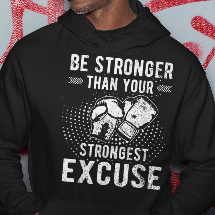 Be Stronger Than Your Strongest Excuse Distressed Boxing Hoodie Personalized Gifts