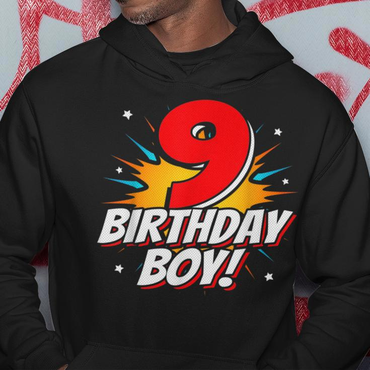 Superhero Birthday Boy Party 9 Year Old 9Th Birthday Hoodie Unique Gifts