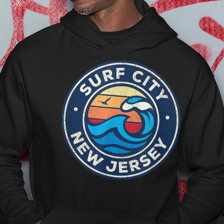 Surf City New Jersey Nj Vintage Nautical Waves Hoodie Unique Gifts