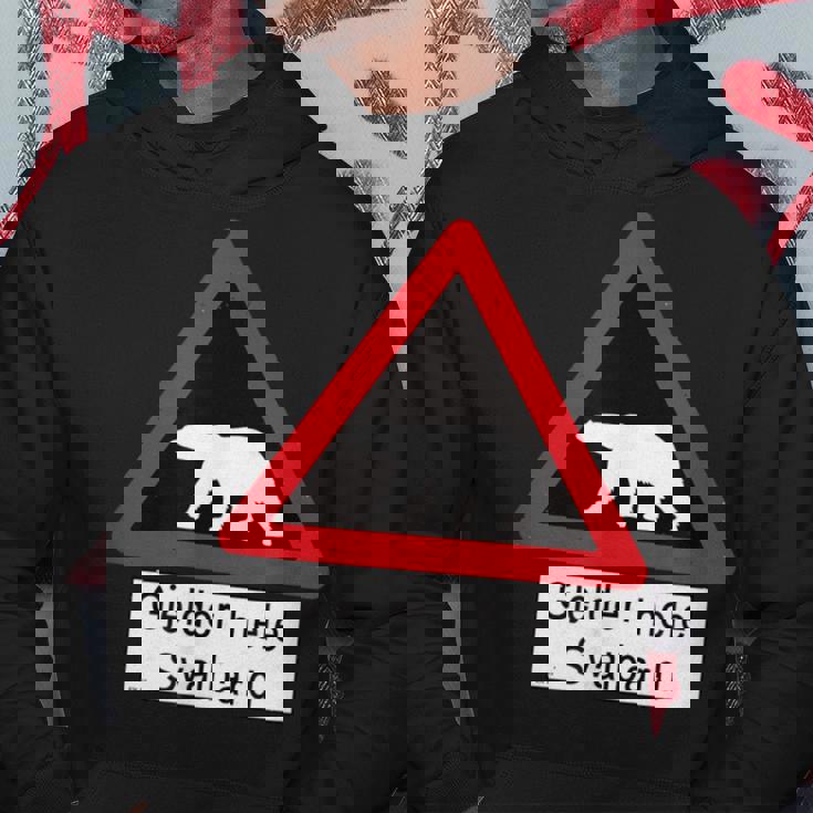 Red Hoodie With Polar Bear On Back Svalbard T Polar Bear Sign