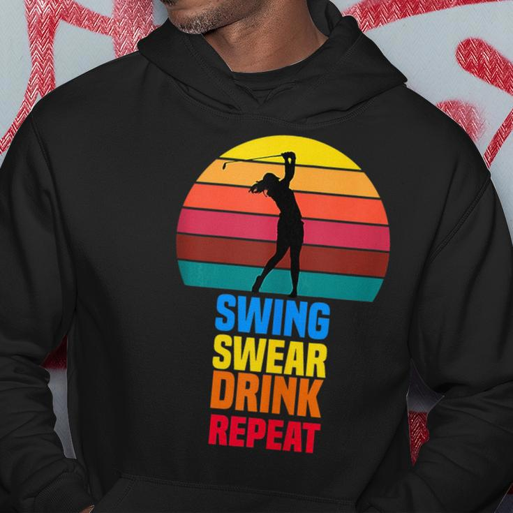 Swing Swear Drink Repeat Funny Golfer Golf Lovers Quote Golf Funny Gifts Hoodie Unique Gifts