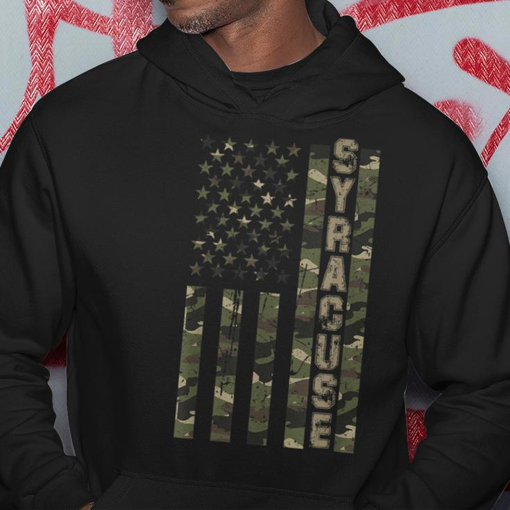 Syracuse United States Distressed Camo W Us Flag Hoodie Funny Gifts