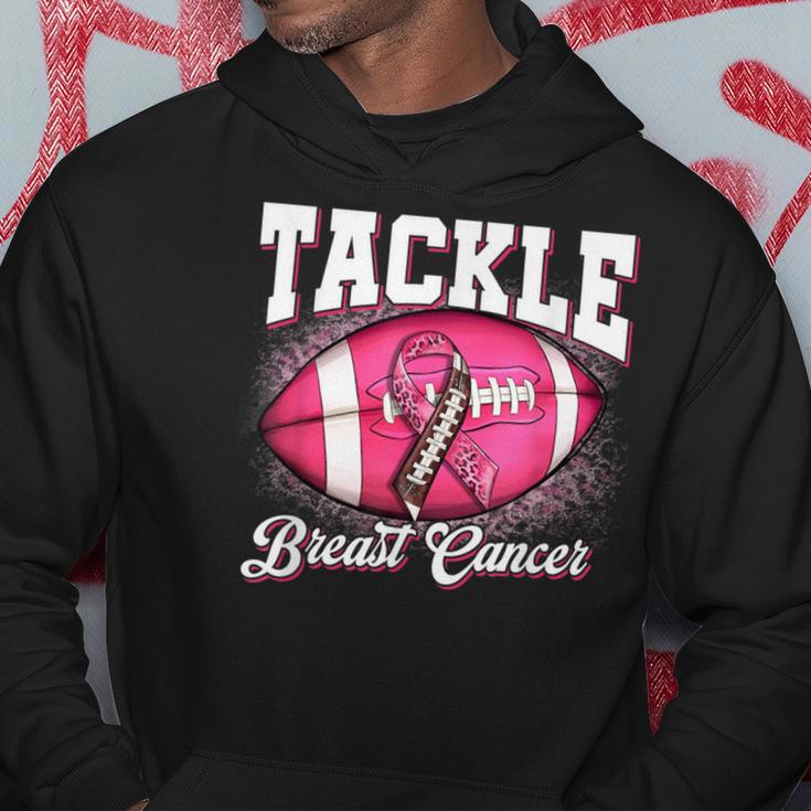 Tackle Football Pink Ribbon Warrior Breast Cancer Awareness Hoodie Unique Gifts