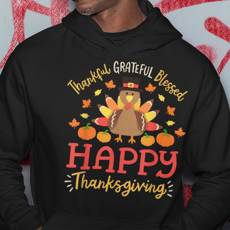 Thankful Grateful Blessed Happy Thanksgiving Turkey Gobble Hoodie Funny Gifts