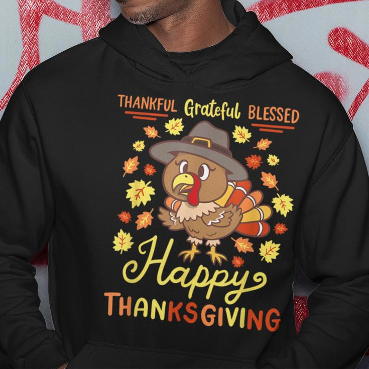Thankful Grateful Blessed Turkey Gobble Happy Thanksgiving Hoodie Personalized Gifts