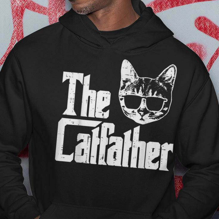 The Catfather Funny Cat Dad Fathers Day Movie Pun Papa Men Hoodie Unique Gifts