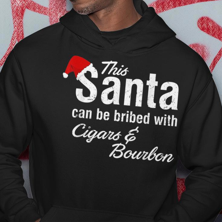 This Santa Can Be Bribed With Cigars & Bourbon Xmas Cigars Funny Gifts Hoodie Unique Gifts