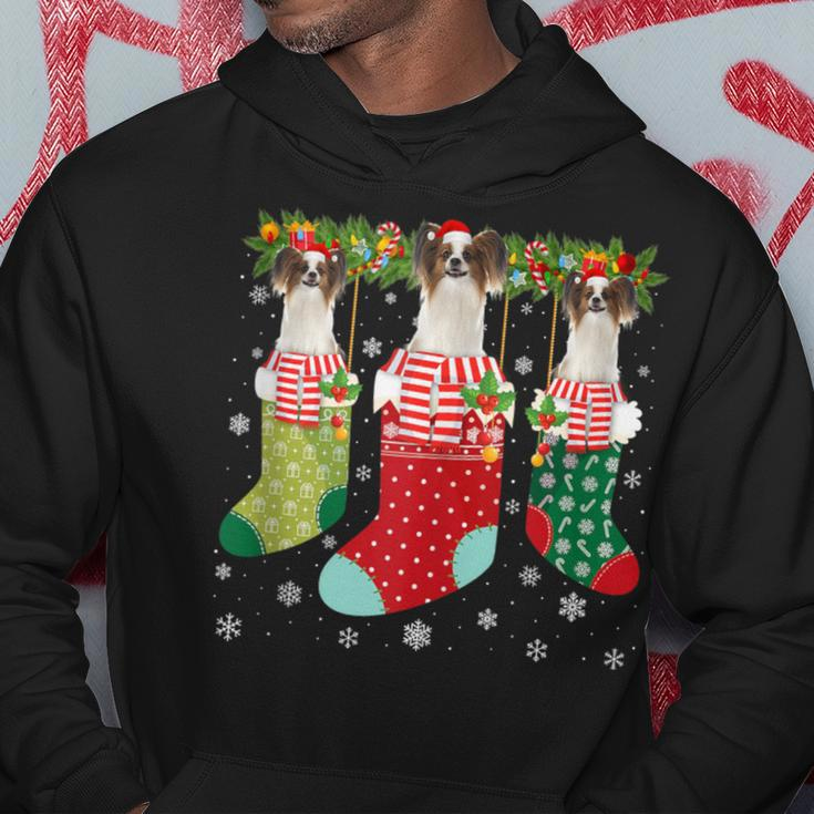 Three Papillon Dog In Socks Ugly Christmas Sweater Party Hoodie Unique Gifts