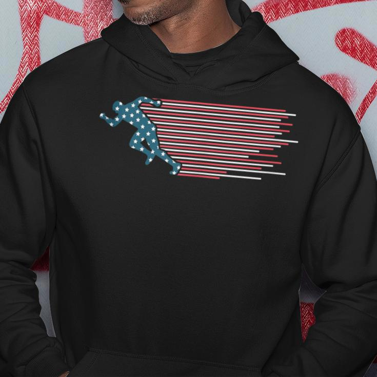 Track And Field Running Usa American Flag Marathon Runner Hoodie Unique Gifts