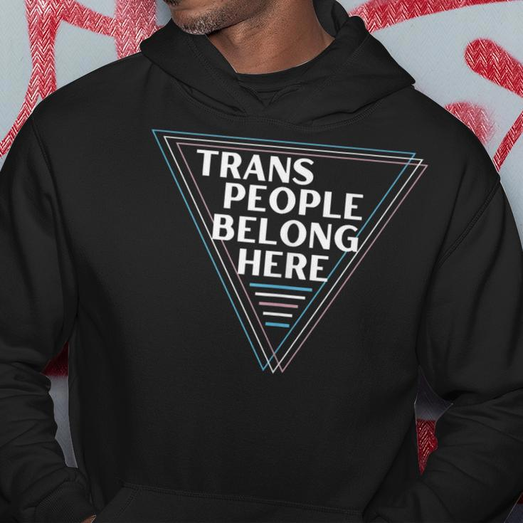 Trans People Belong Here Funny Gay Lgbt Pride Month Hoodie Unique Gifts