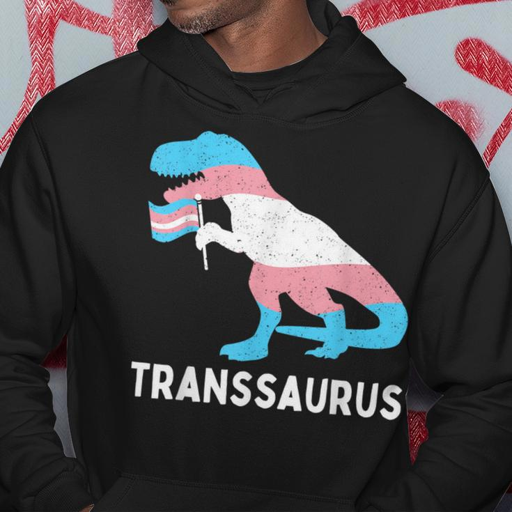 Trans Pride Flag Transgender Dino Transsaurus Rex Dinosaur Hoodie Unique Gifts