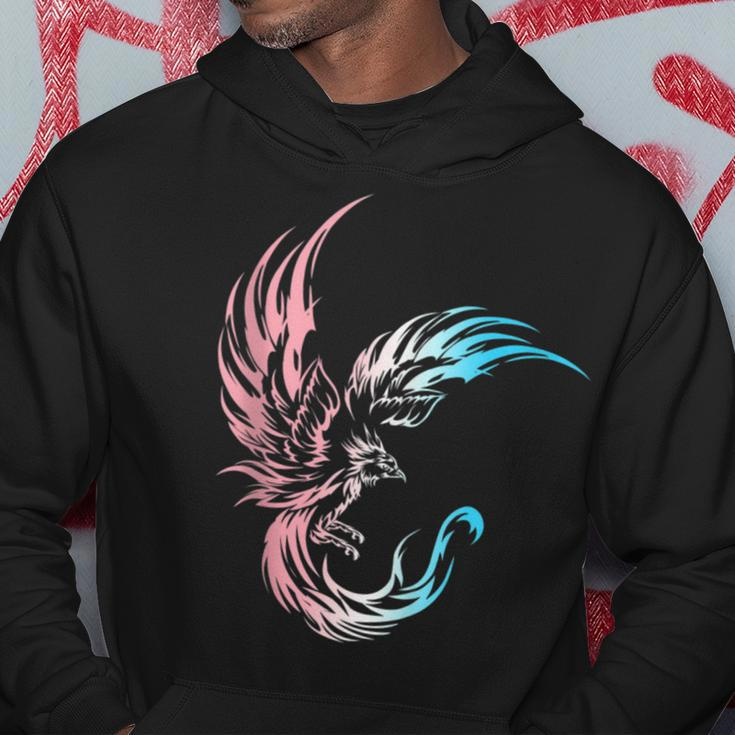 Trans Pride Transgender Phoenix Flames Fire Mythical Bird Hoodie Unique Gifts
