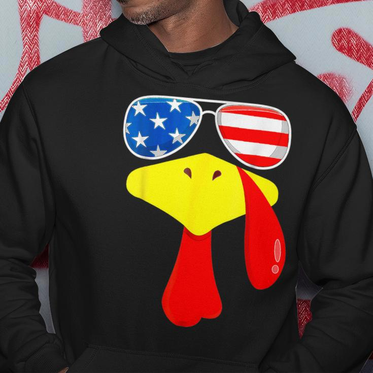 Turkey Face Thanksgiving Cute American Flag Sunglasses Hoodie Funny Gifts