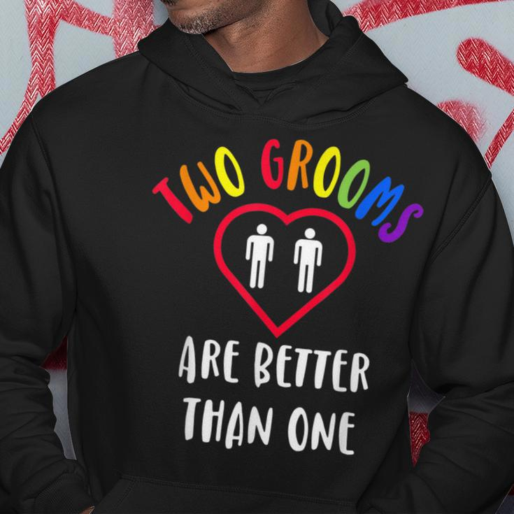 Two 2 Grooms Are Better Than One Engaged Lgbt Gay Wedding Hoodie Unique Gifts
