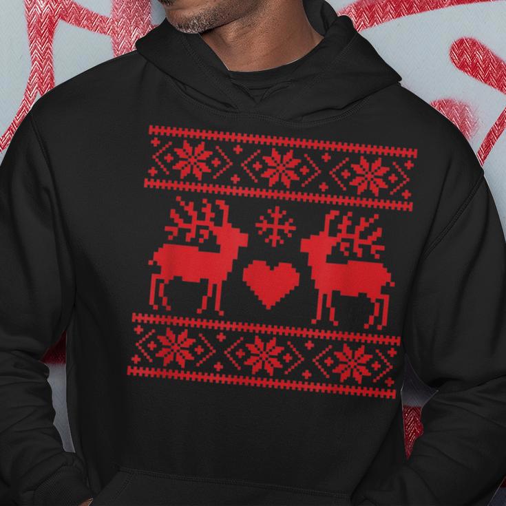 Ugly Christmas Sweater Deer And Hearts Hoodie Unique Gifts