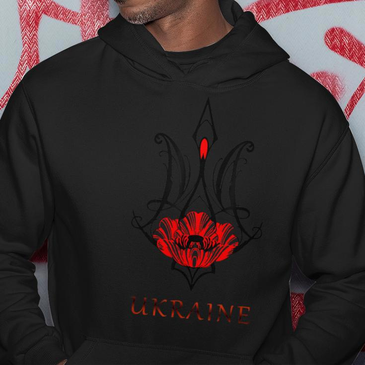 Ukraine Black Coat Arms With Poppy Trident Tryzub Ukrainian Hoodie Unique Gifts