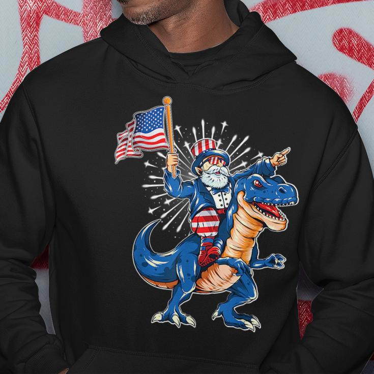 Uncle Sam Riding A Dinosaur 4Th Of July American Flag Hoodie Unique Gifts