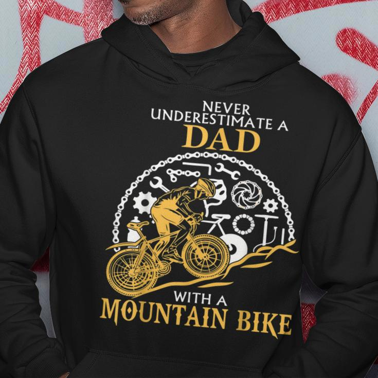 Never Underestimate A Dad With A Mountain Bike DadHoodie Funny Gifts