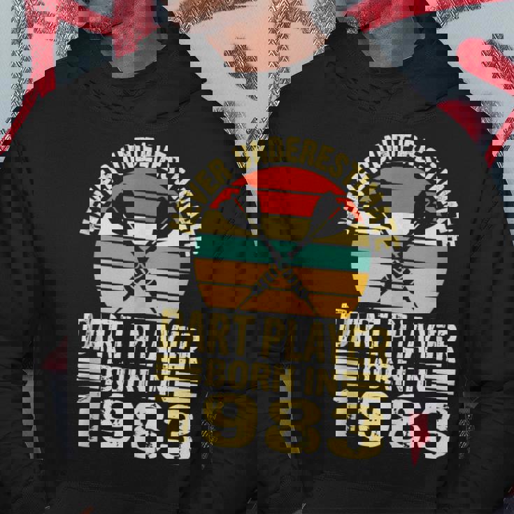 Never Underestimate Dart Player Born In 1983 Dart Darts Hoodie Unique Gifts
