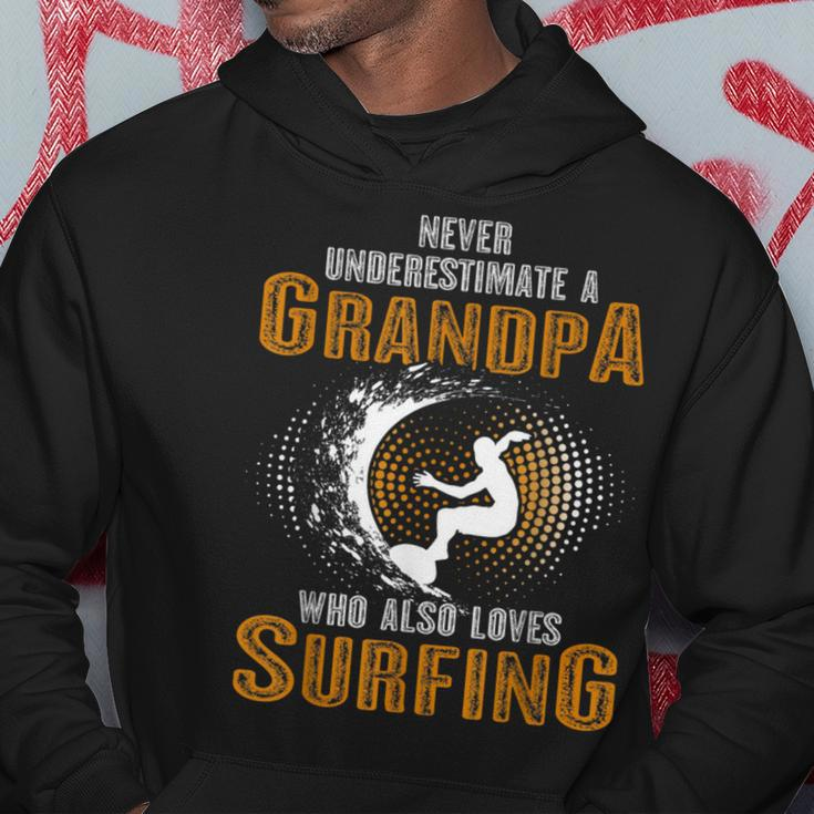 Never Underestimate Grandpa Who Is Also Loves Surfing Hoodie Unique Gifts