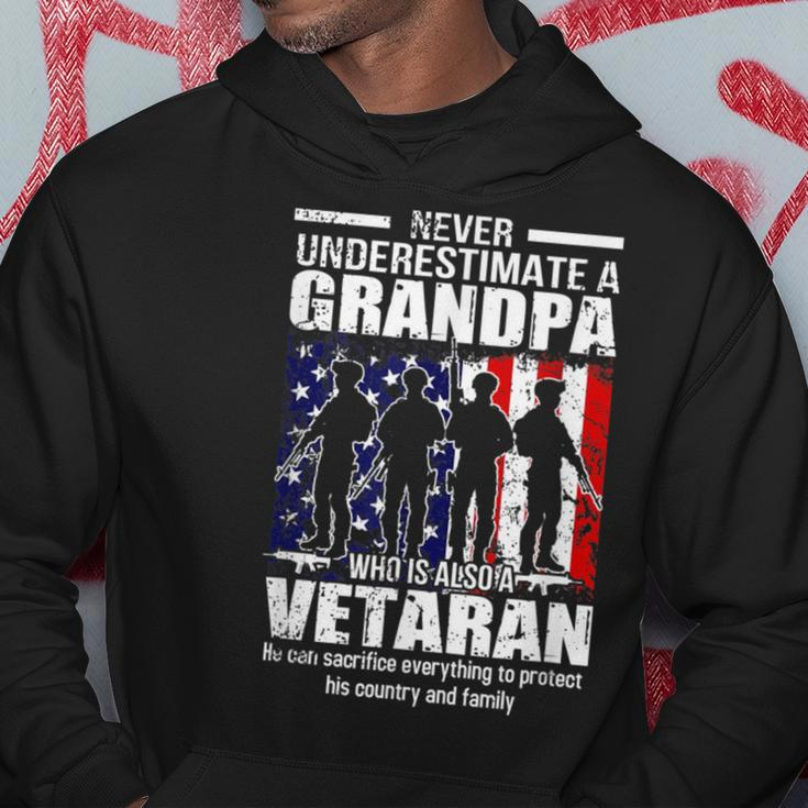 Never Underestimate Grandpa Who Is Also Veteran Grandpa Hoodie Unique Gifts