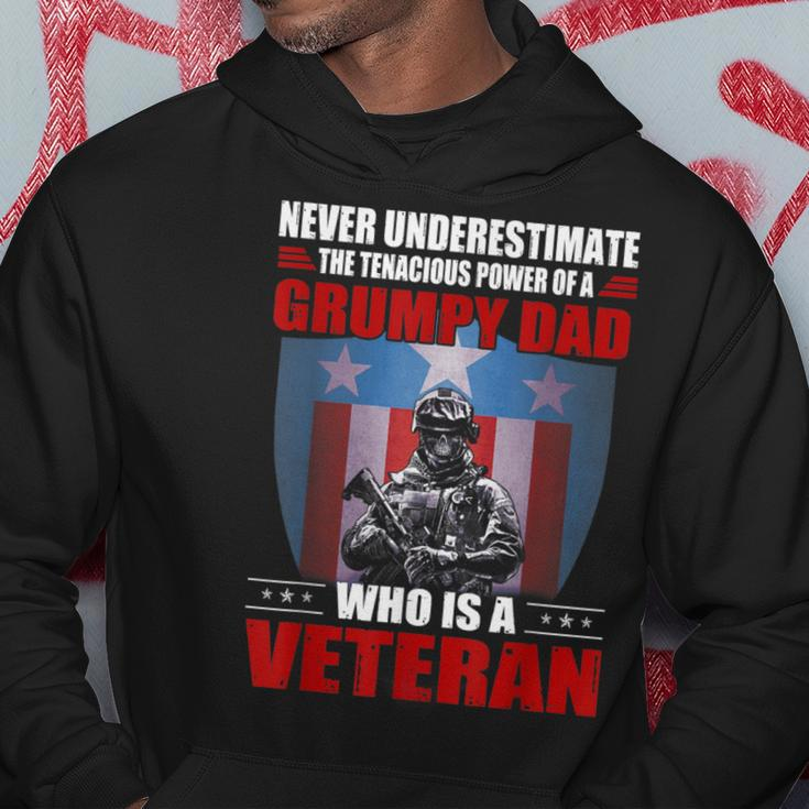 Never Underestimate A Grumpy Dad Who Is A Veteran Xmas Hoodie Funny Gifts