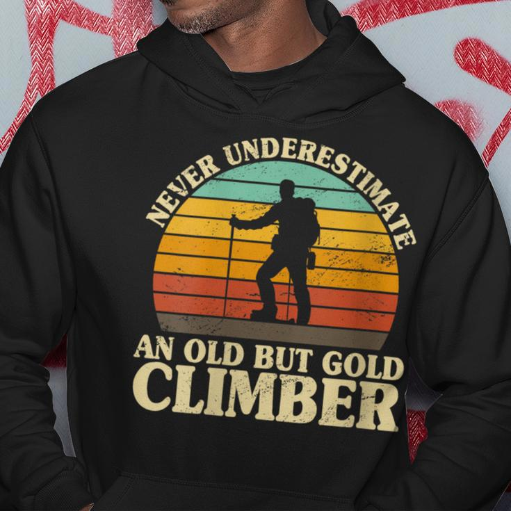 Never Underestimate An Old Climber Rock Climbing Mountain Hoodie Unique Gifts