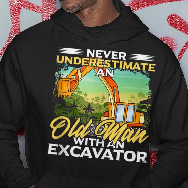 Never Underestimate An Old Man With An Excavator Driver Hoodie Unique Gifts