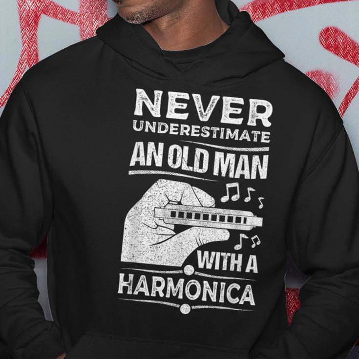 Never Underestimate An Old Man Harmonicist Harmonica Player Hoodie Funny Gifts