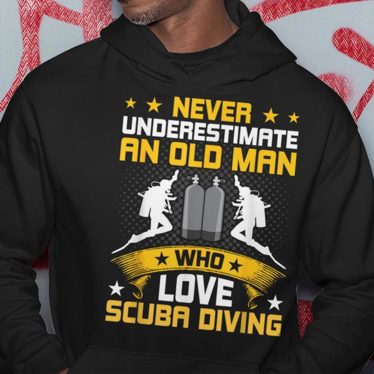 Never Underestimate Old Man Love Scuba Diving Hoodie Personalized Gifts
