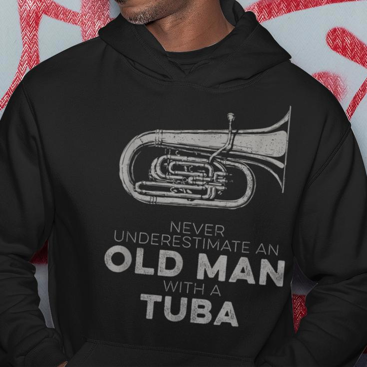Never Underestimate An Old Man With A Tuba Vintage Novelty Hoodie Funny Gifts