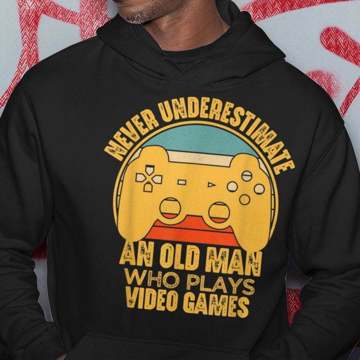 Never Underestimate An Old Man Video Games Gaming Hoodie Unique Gifts