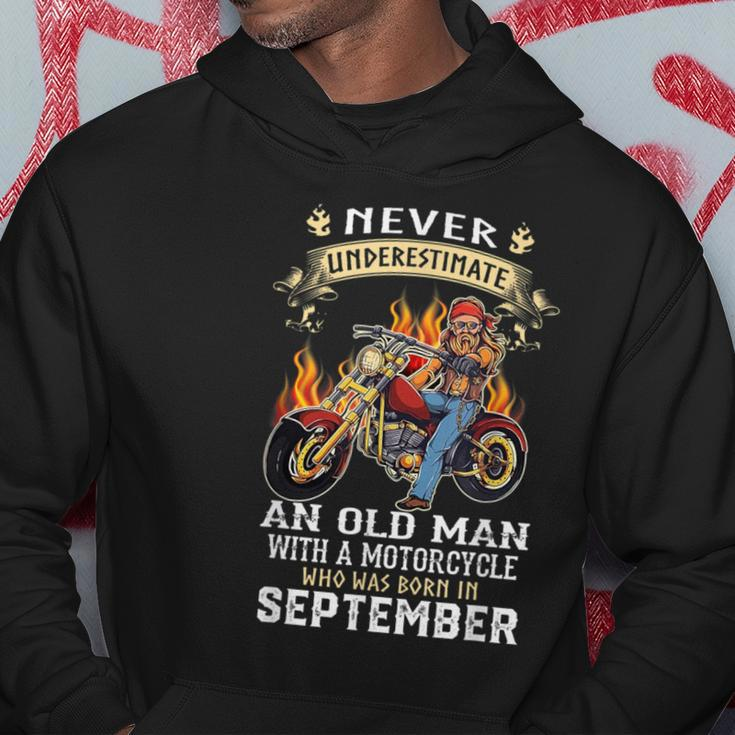Never Underestimate An Old September Man With A Motorcycle Hoodie Personalized Gifts